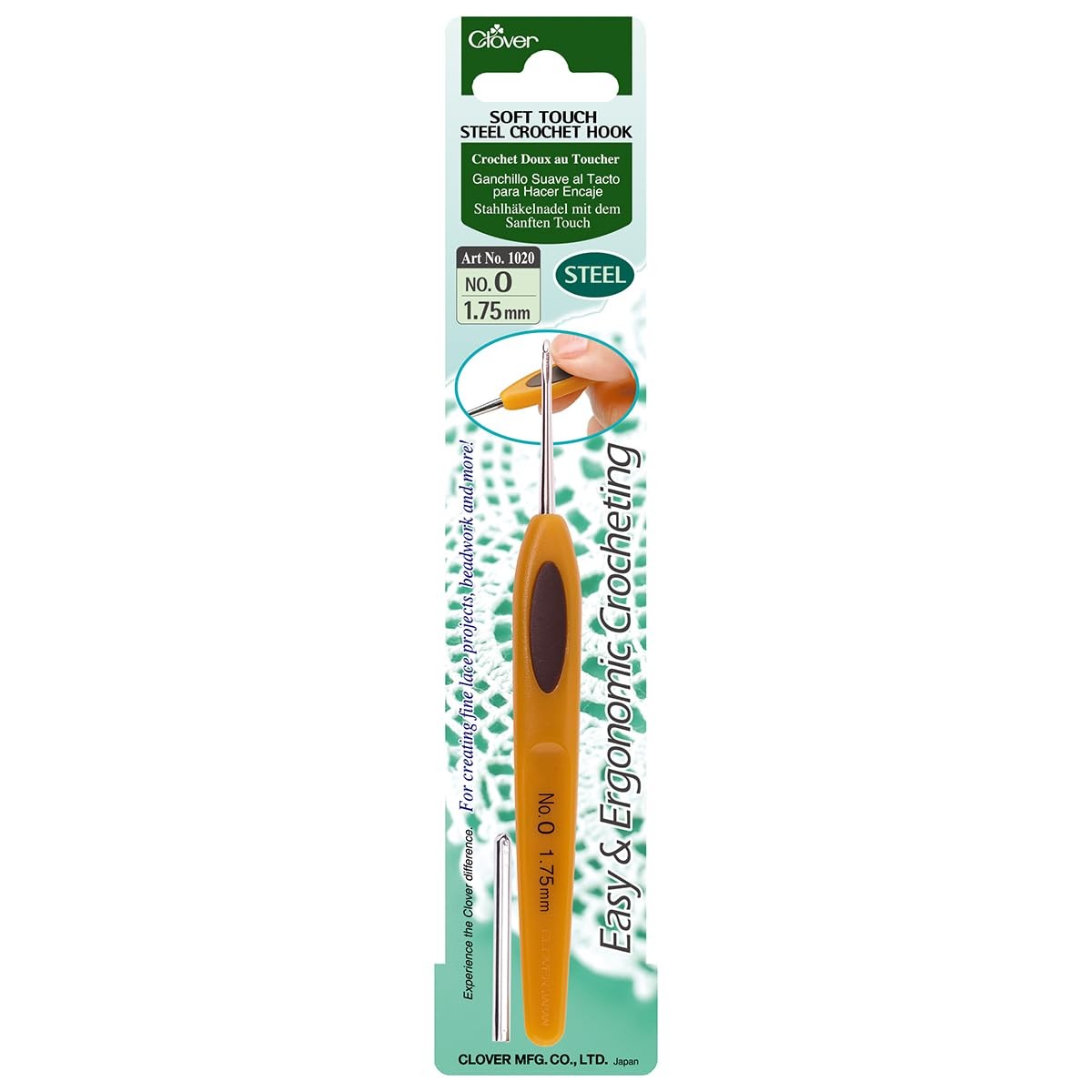 Clover Touch Steel Crochet Hook 1 75mm Multicolor Functional Soft Utility