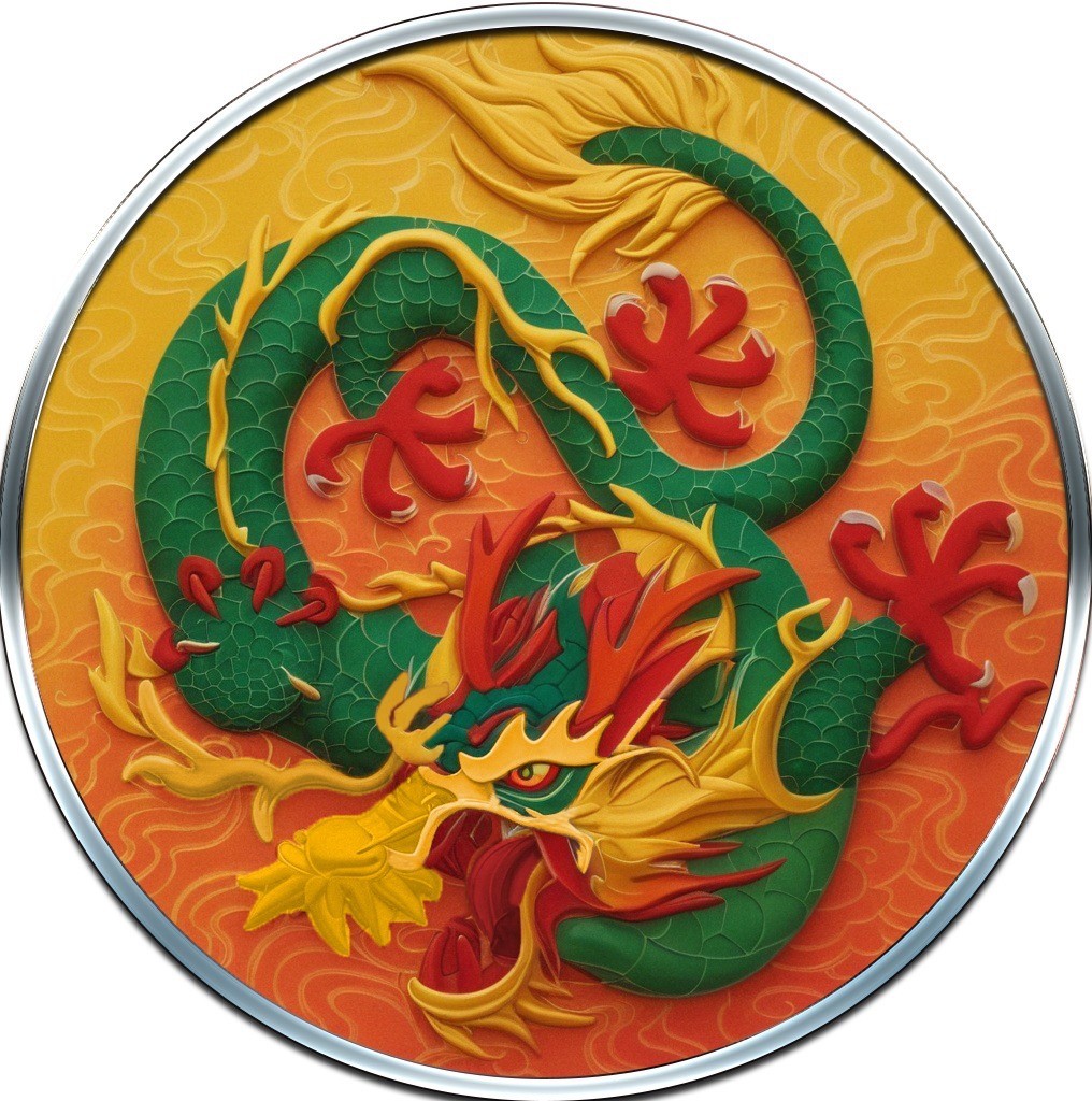 Australia 2021 Myths & Legends Dragon Royal Golden Green 1 oz silver coin