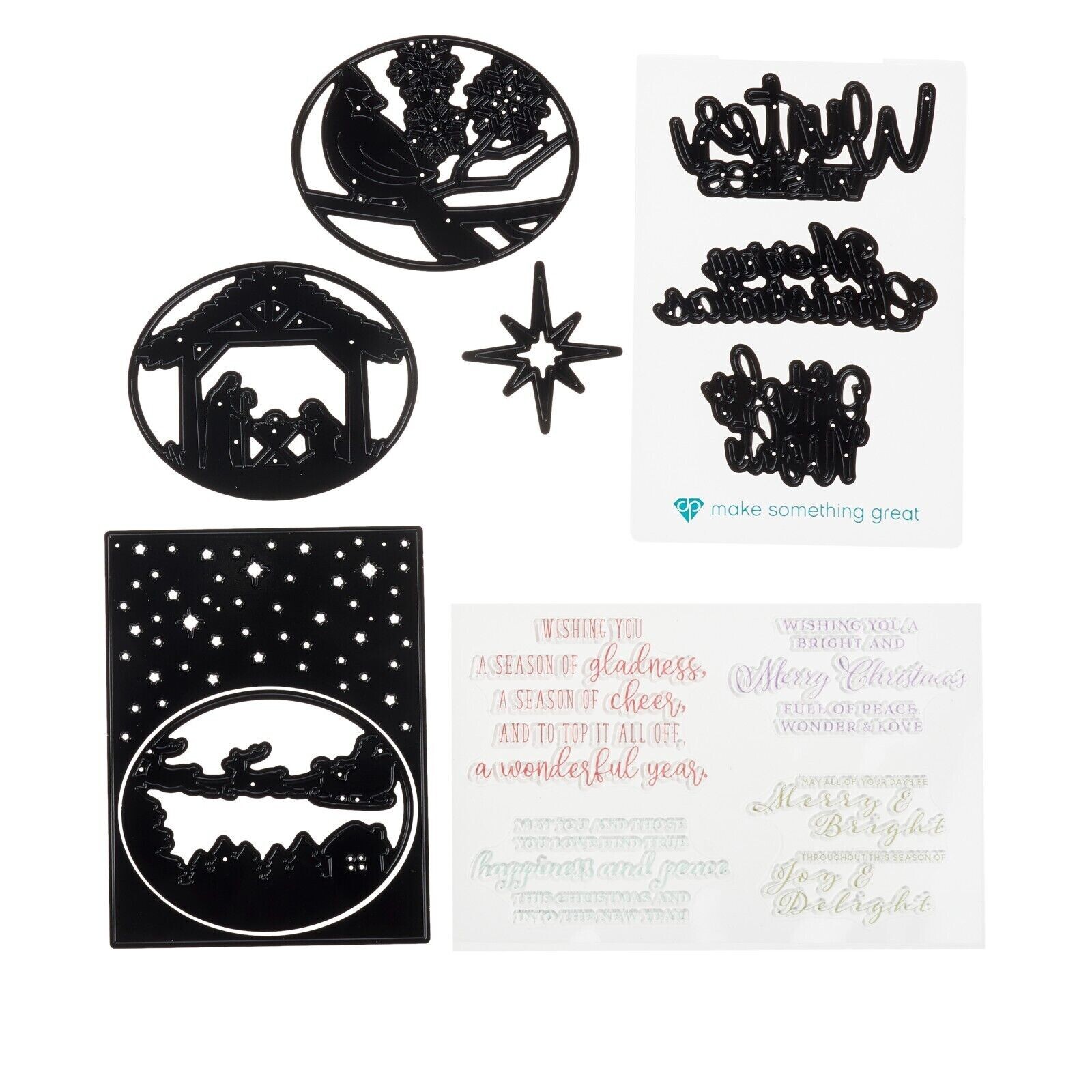 Diamond Press Winter Wishes Nesting Stamps and Dies Kit New