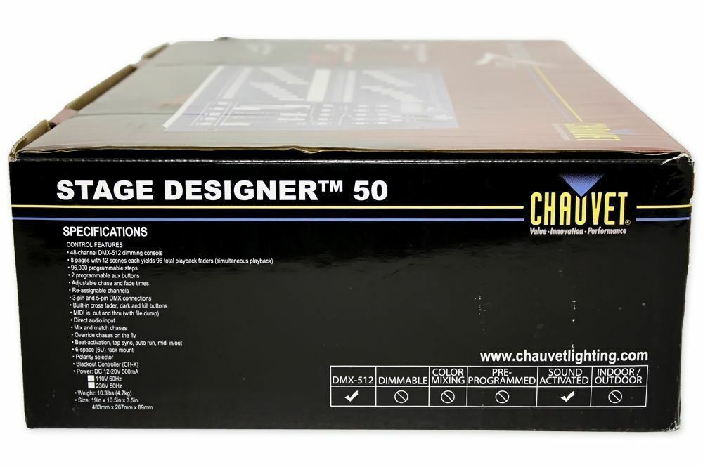 Chauvet DJ STAGE DESIGNER 50 48 Ch. DMX-512 Dimmer Controller+(2) Strobe Lights
