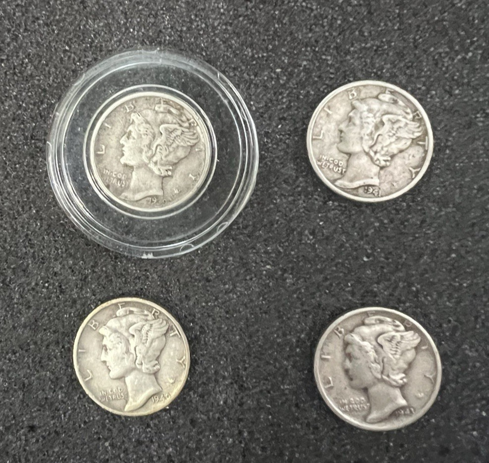 Mercury Dimes - Lot of (4) - 1939-D, 1940-S, 1941-P, 1943-S