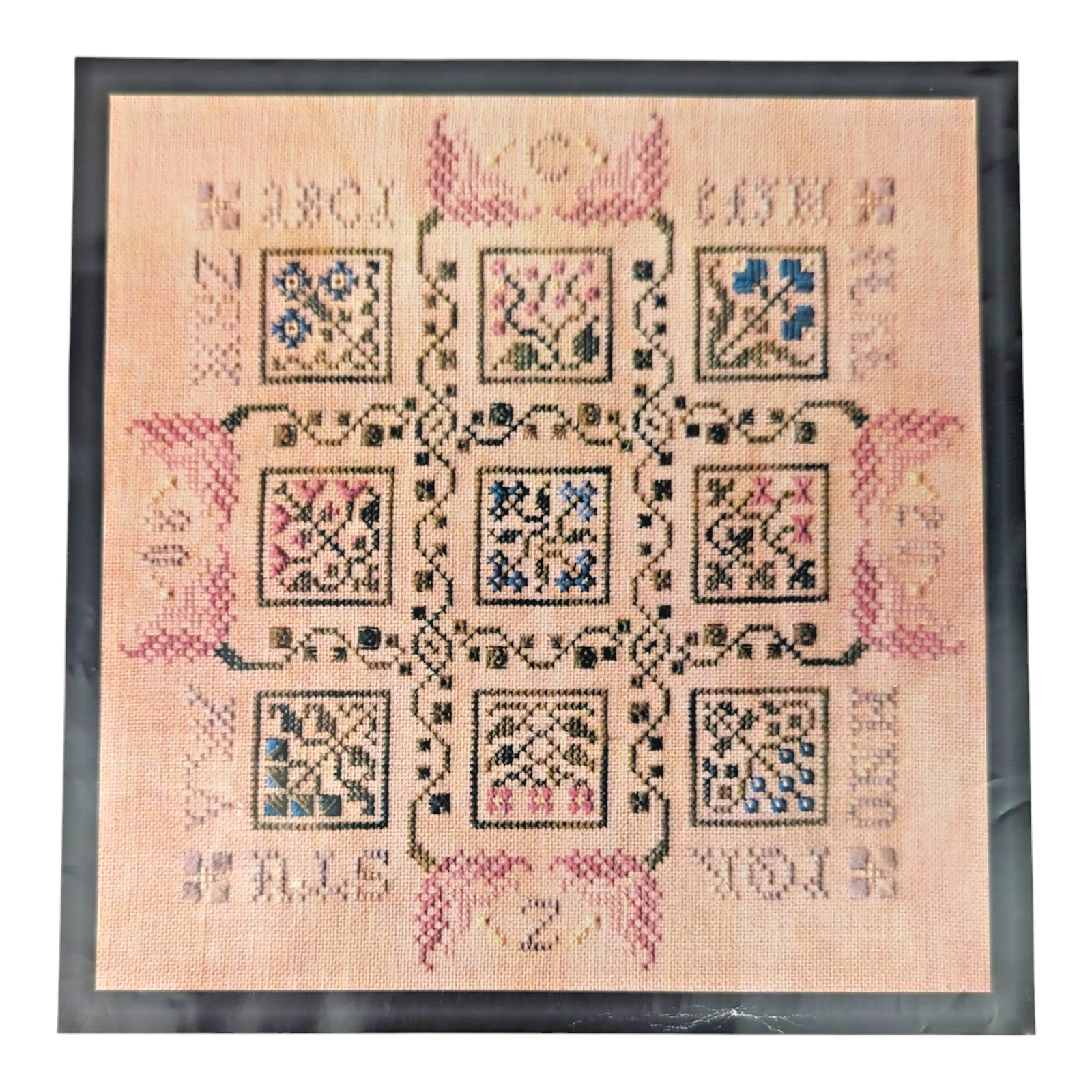 Drawn Thread "Flower Boxes" Chart w/ 32ct Country Mocha Linen 14x14