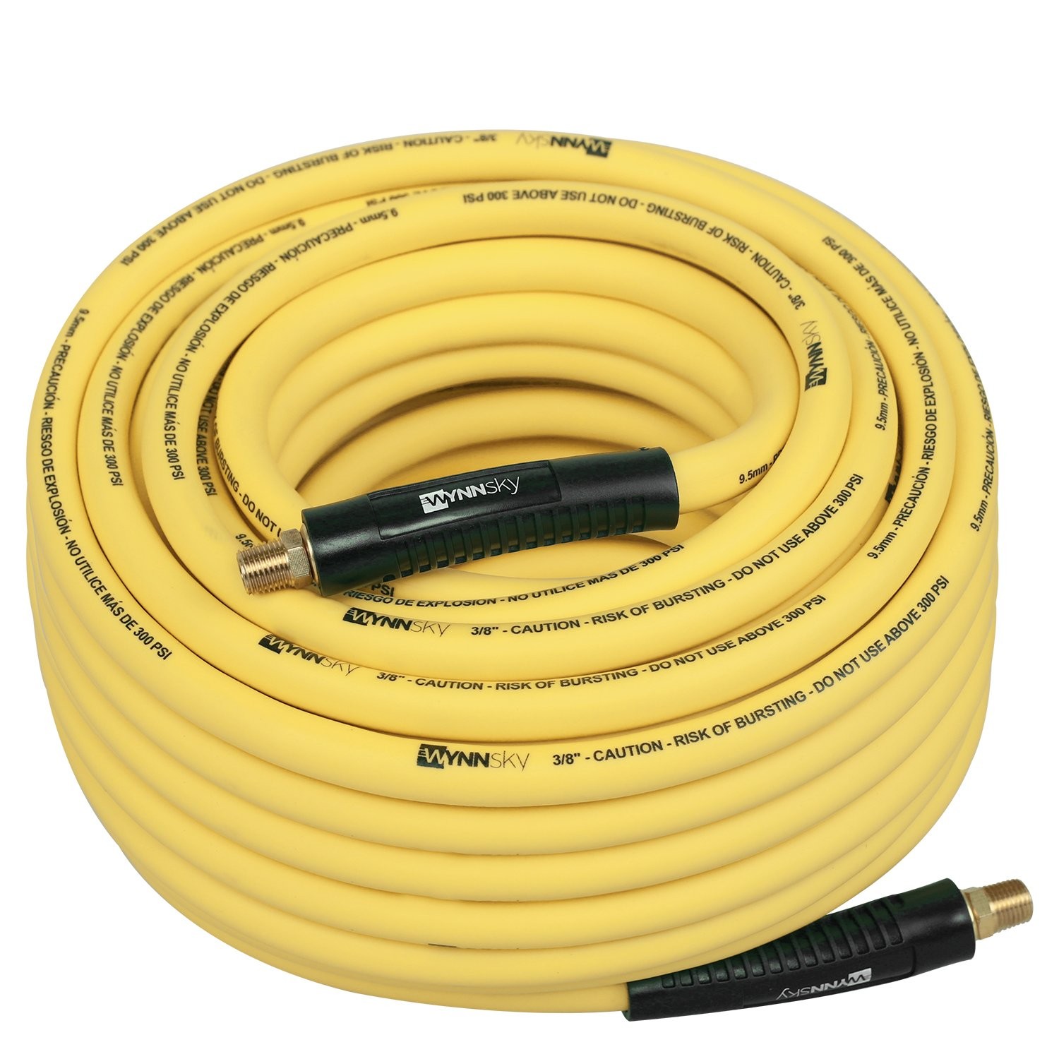 WYNNsky Hybrid Air Hose 3/8 in.X 100ft, 1/4"MNPT Fittings, 300 PSI Max Working P