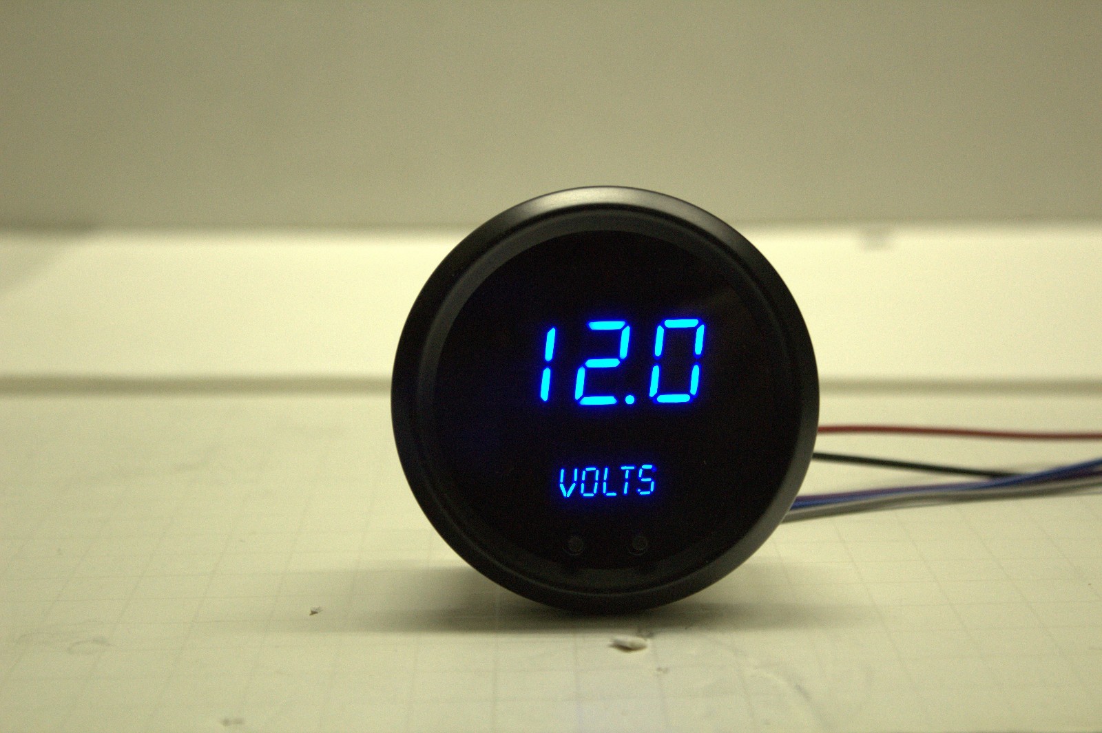 2 5/8" Volt Meter programmable alarm & output Memory Recall BLUE w/ BLACK BEZEL