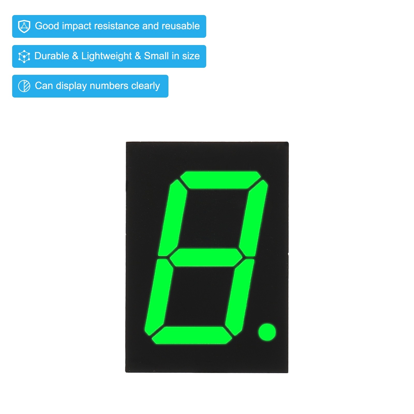 5Pcs Common Cathode 7Segment 10Pin 1Bit 3.3V 1" LED Display Green