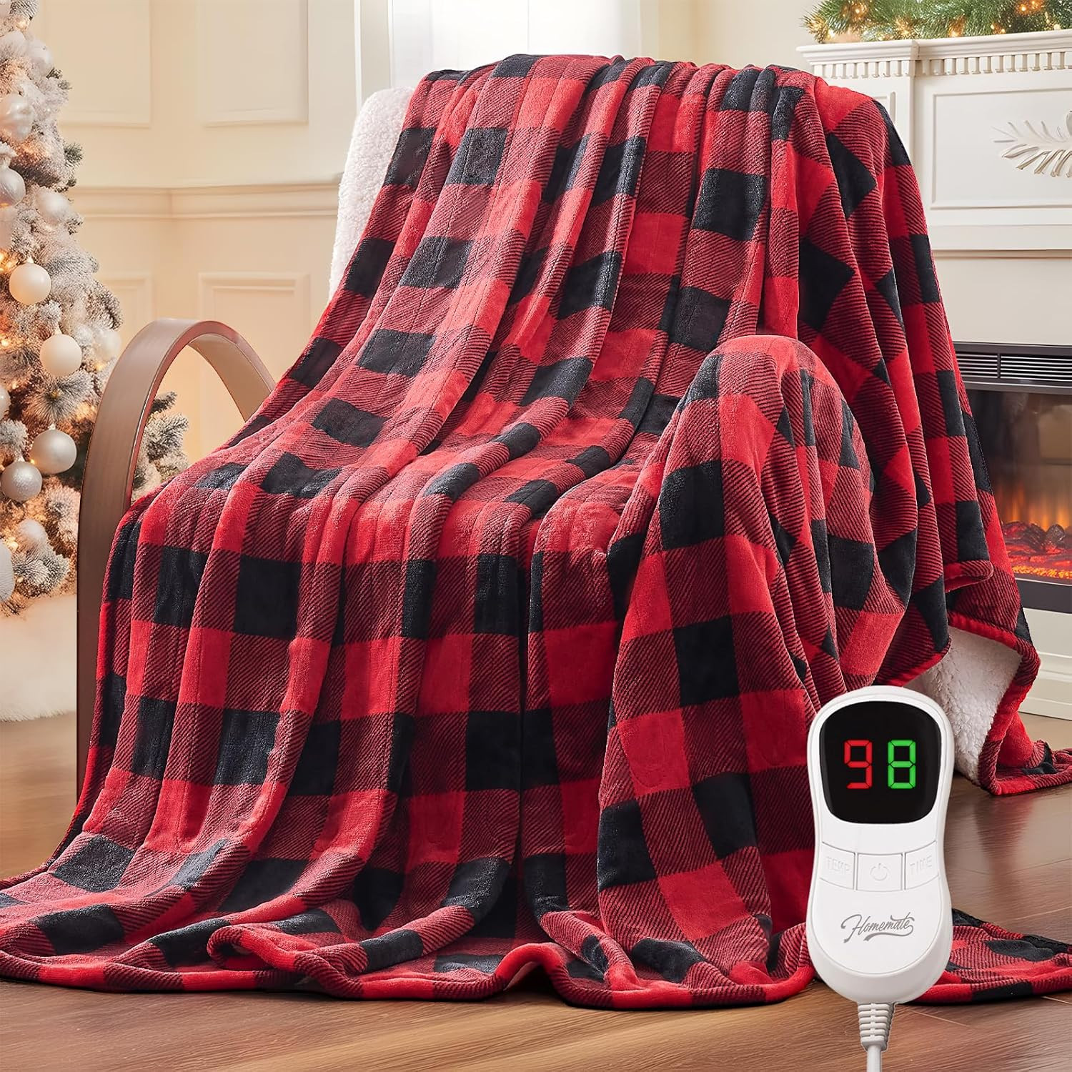 Heated Throw Blanket Electric 50"x60" Plush - 10 Heat Settings - Warm Winter
