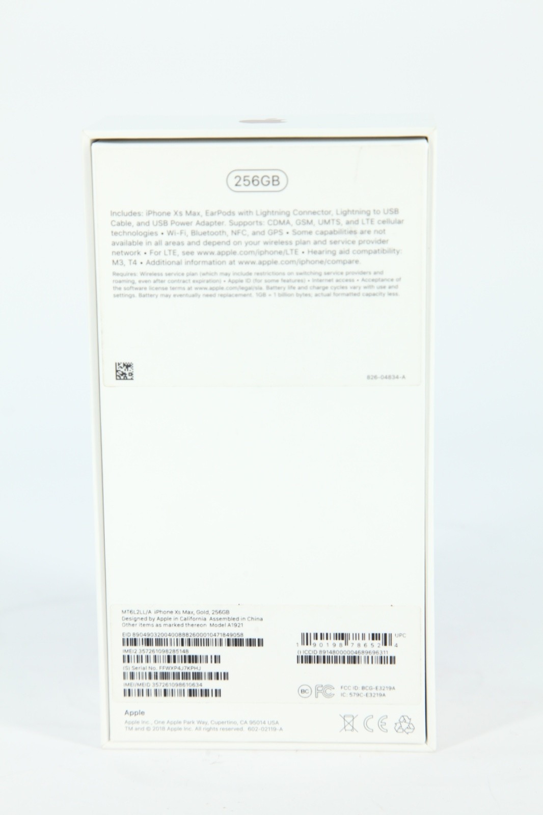 iPhone XS Xs Max 256 GB Box Original Apple Retail Packaging Gold, BOX ONLY