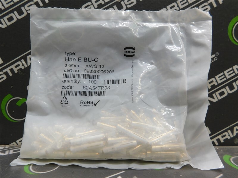 NEW Bag of 100 Harting 09330006206 Female Crimped Contact 3qmm AWG 12
