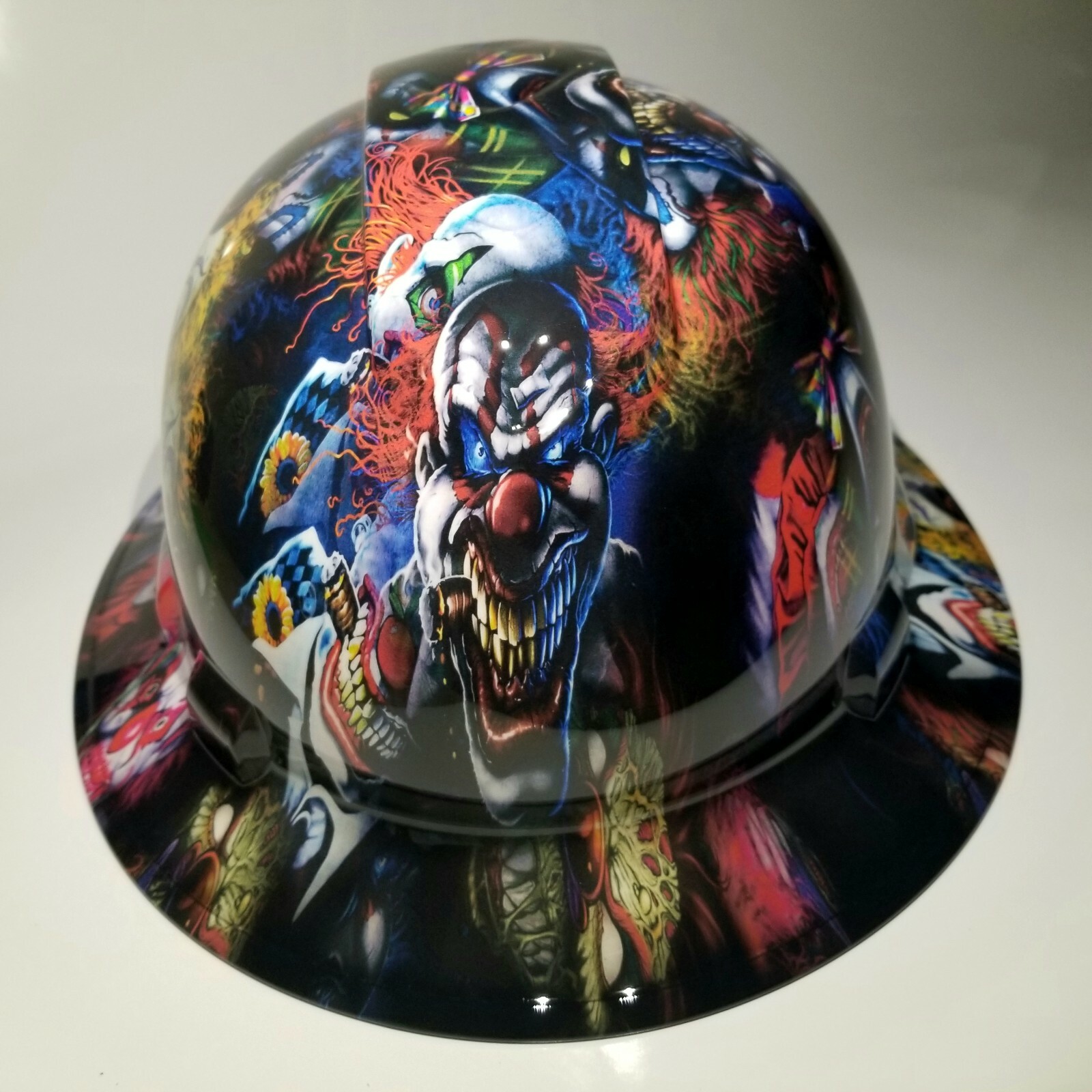 NEW FULL BRIM Hard Hat custom hydro dipped BIG BAD BOSS MAN KILLER CLOWNS sick
