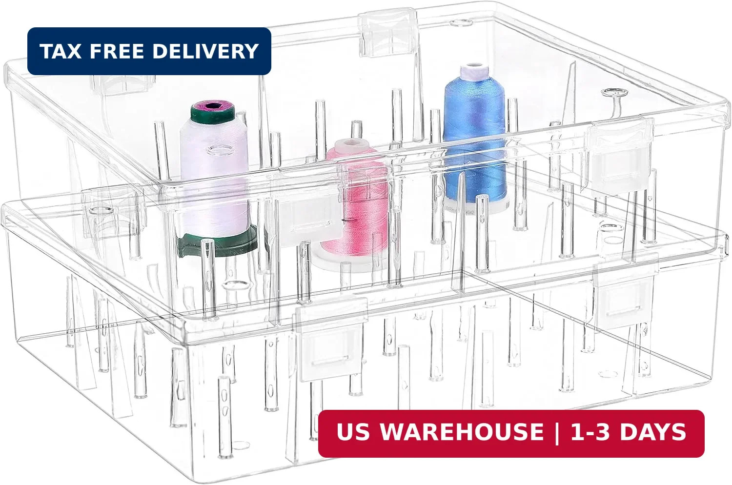 New brothread Pack of 2x30 Spools Tall and Clear Storage Box Organizer | Holding