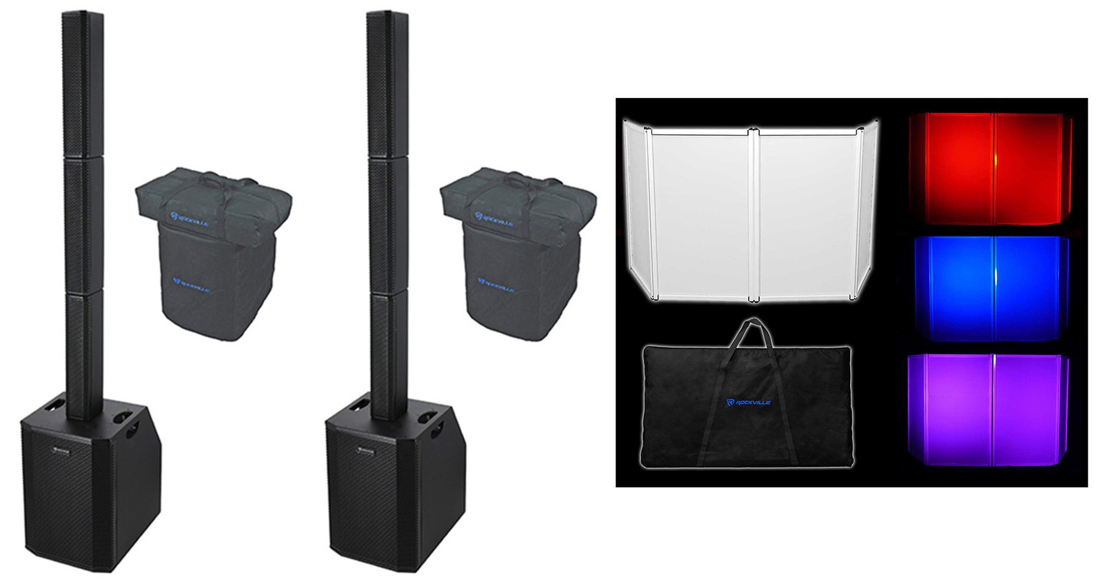 DJ Package w/2) TITAN ARRAY SYSTEM V2 Wireless Link Column Array Speakers+Facade