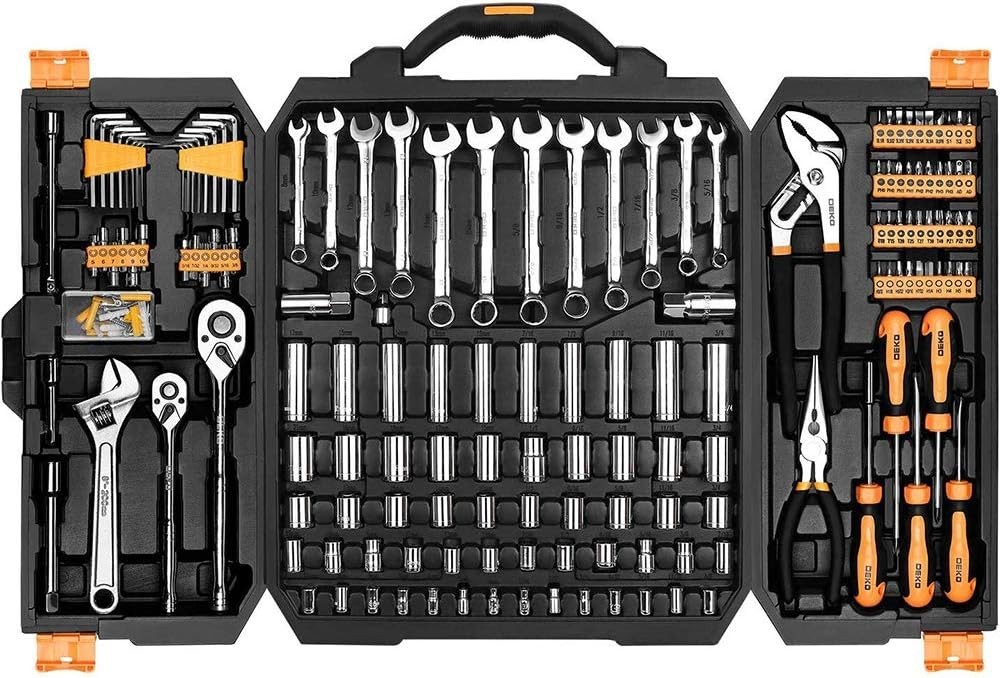 192 Piece Mechanics Tool Set Socket Wrench Set Plastic Storage Case W/ Auto