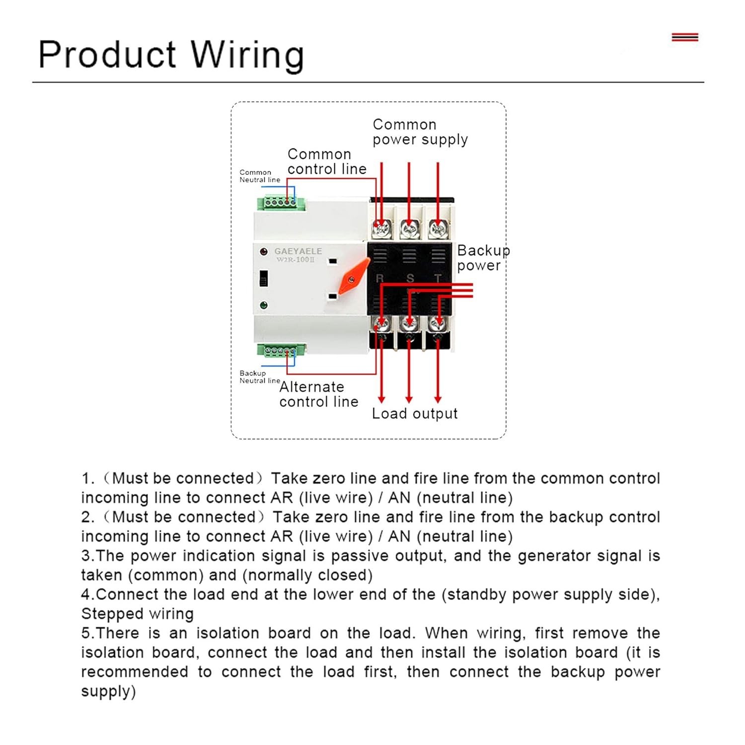 Automatic Transfer Switch Three Phase ATS 100A 220V Power Transfer Switch Din...