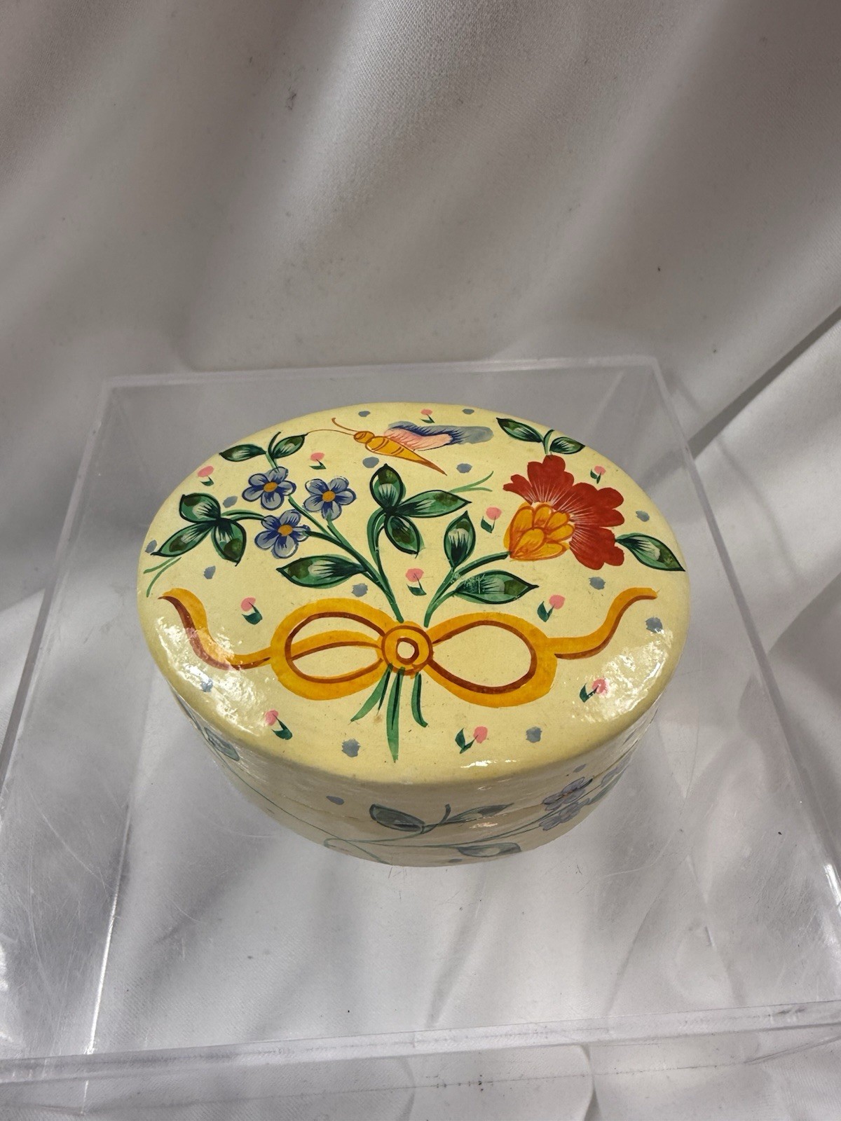 Floral Lidded Small Trinket Box from India