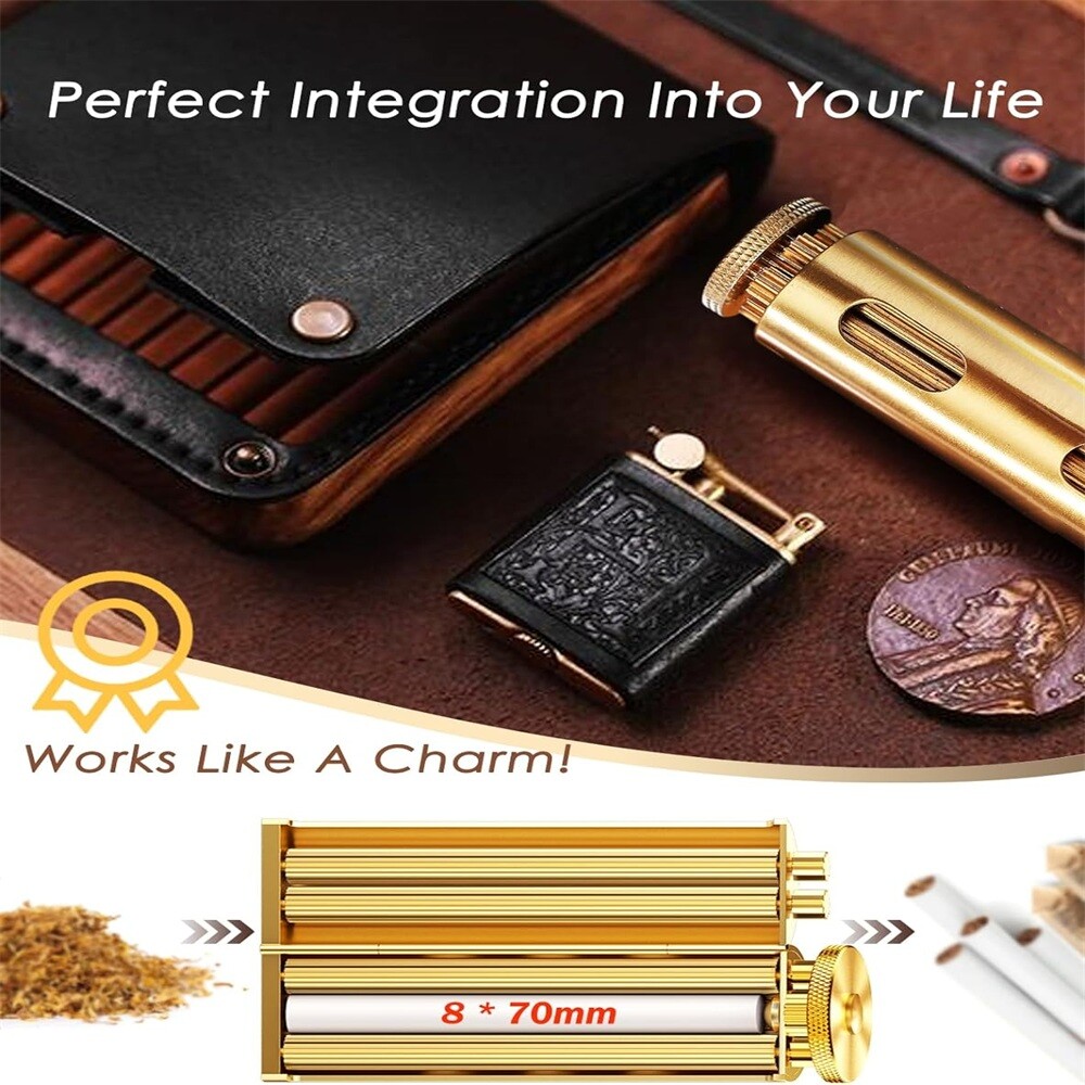 Cigarette Rolling Machine Gold Brass Manual Practical Roller Gift For Family