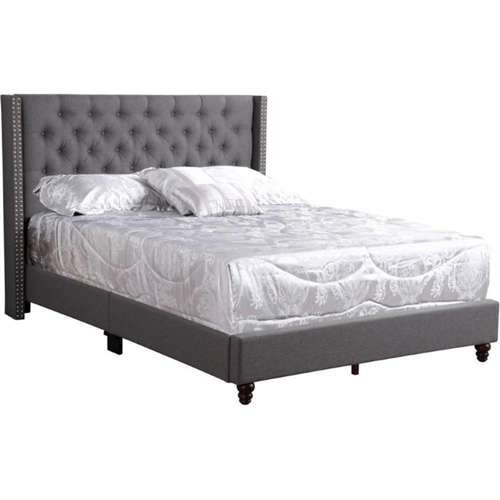 Glory Furniture Julie Fabric Upholstered Full Bed in Gray