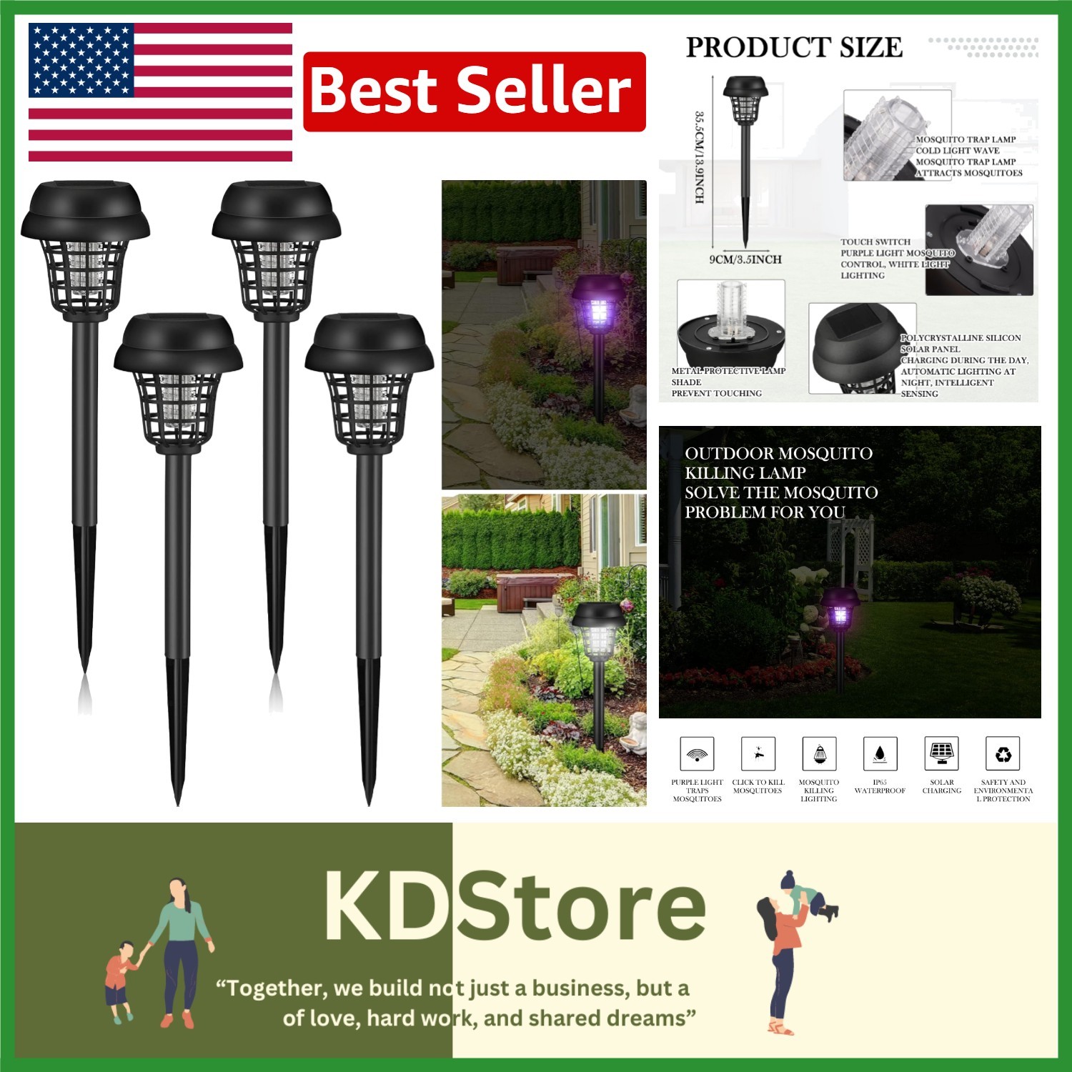 Elegant Solar Powered Mosquito Killer Lamps - 4 Pack for Indoor & Outdoor Use