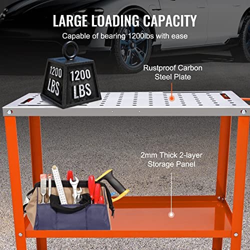 VEVOR Welding Table 36x18 1200lbs with Wheels Tool Tray