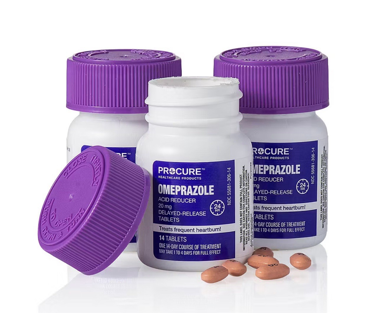PROCURE Omeprazole 20mg Delayed-Release Tablets 42 Count Heartburn Relief