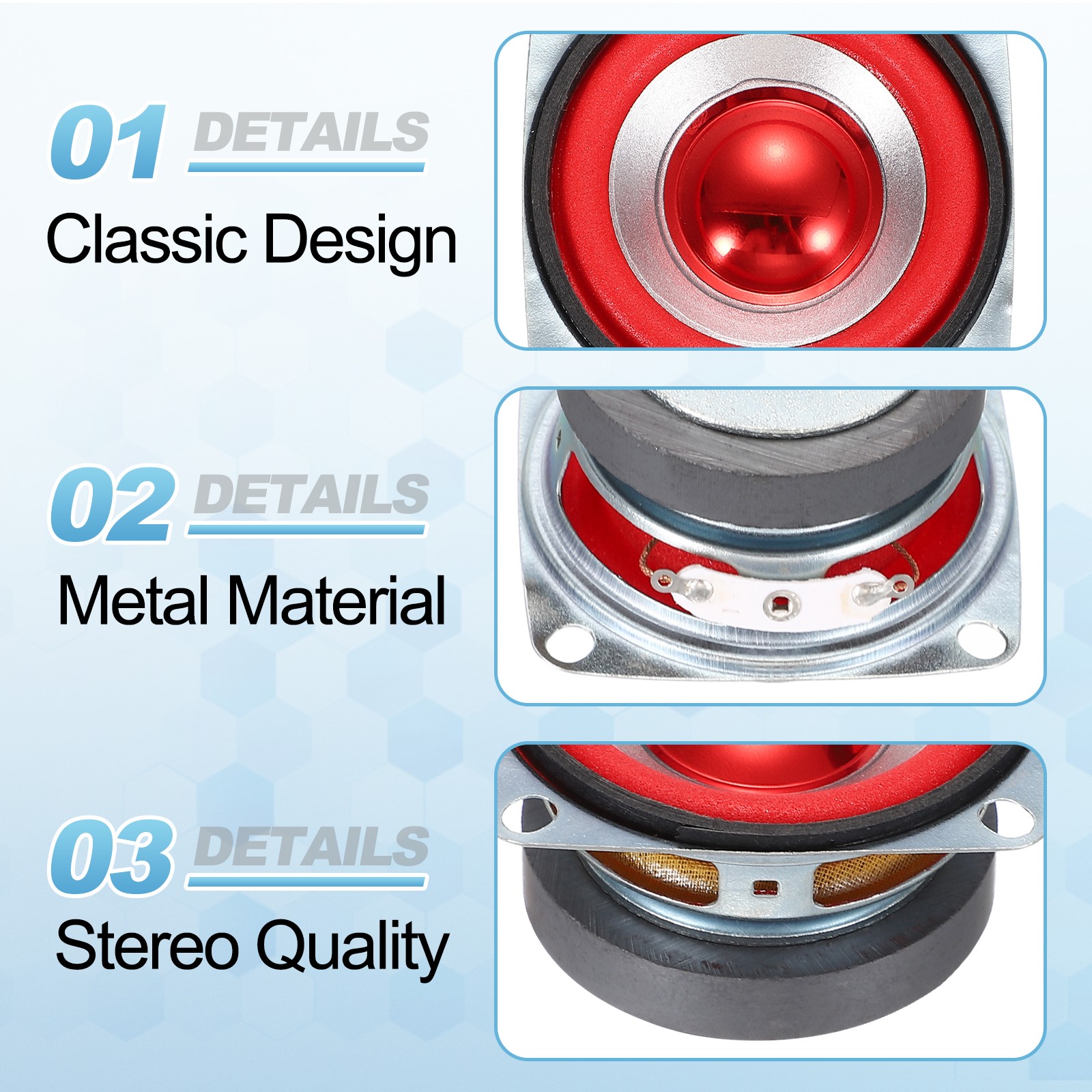 2Pcs 5W 4Ohm Small Speakers Square Micro External Magnet Speaker 45mm Red