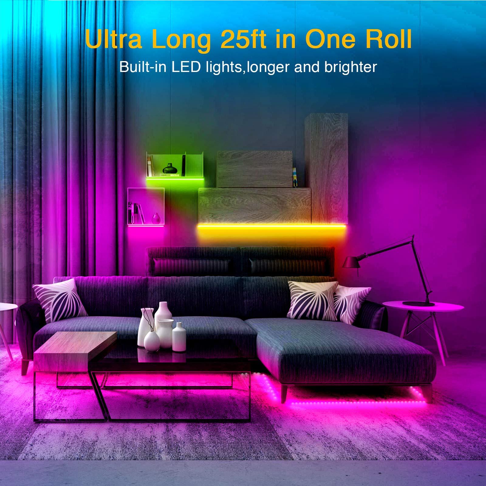LED Strip Lights 25 FT, App Controlled Bluetooth Led Light Strips Sync with M...