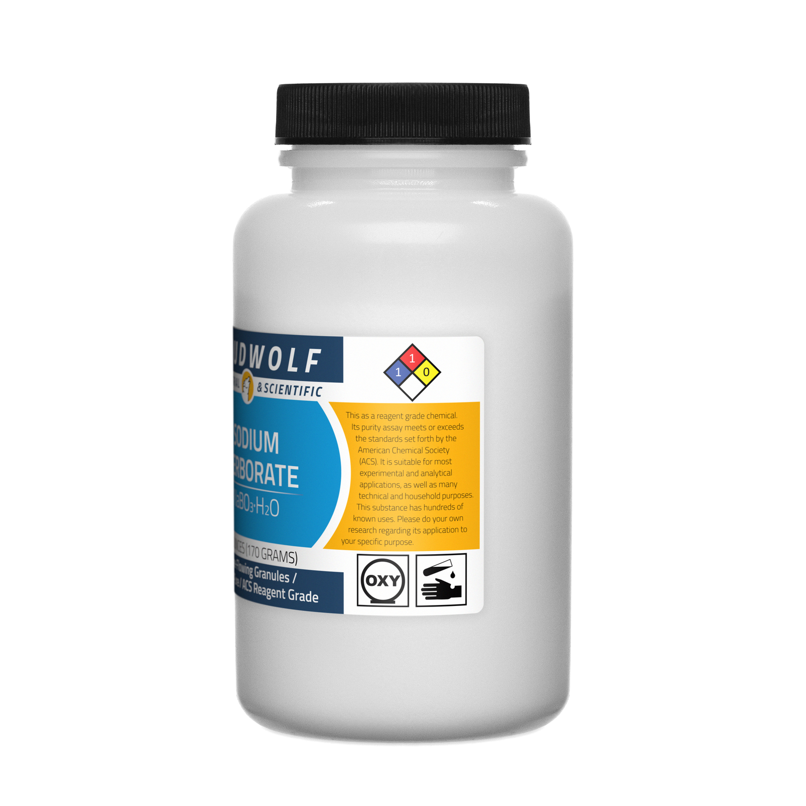 Sodium Perborate, 6oz, ACS Reagent Grade, Sturdy Bottle, SHIPS SAME DAY