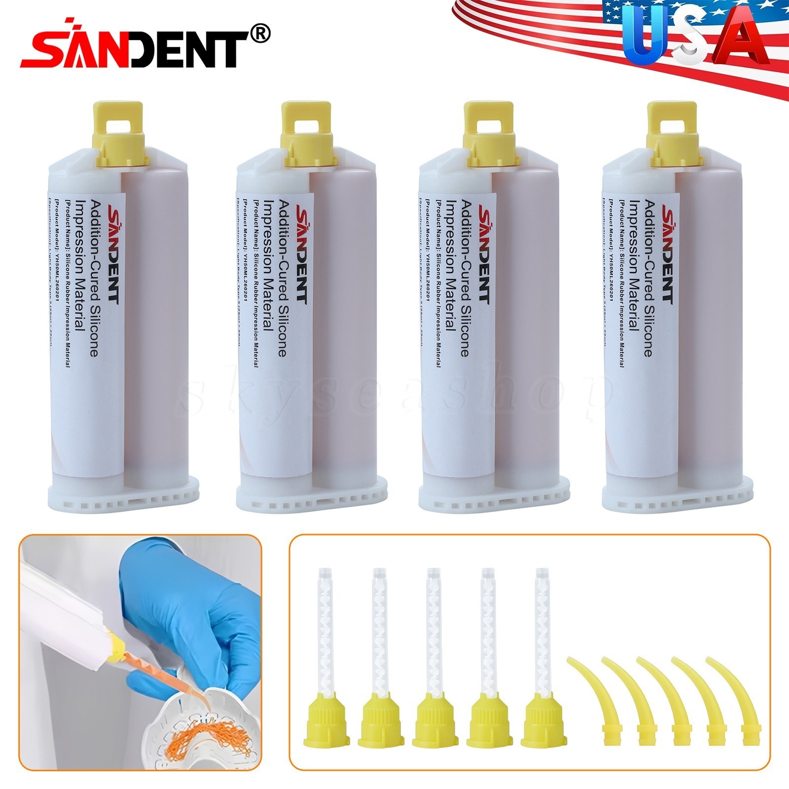 VPS Normal Set Light Body Impression Material 8/Pk 50mL 40 Tips