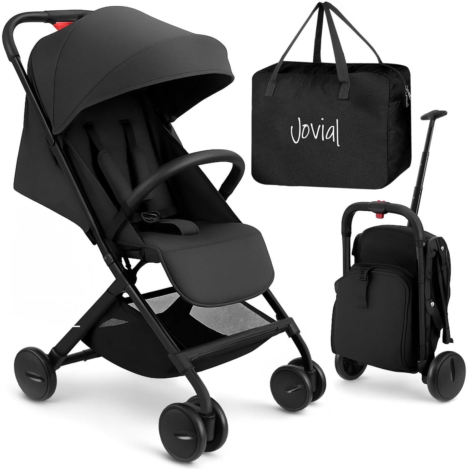 Jovial Lightweight Baby Stroller, Folding Travel Stroller Reclining Seat