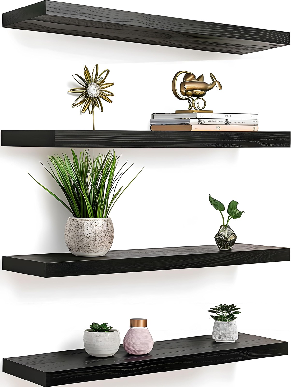 YFYEO Black Wood Floating Shelves for Wall Rustic 17Incn,