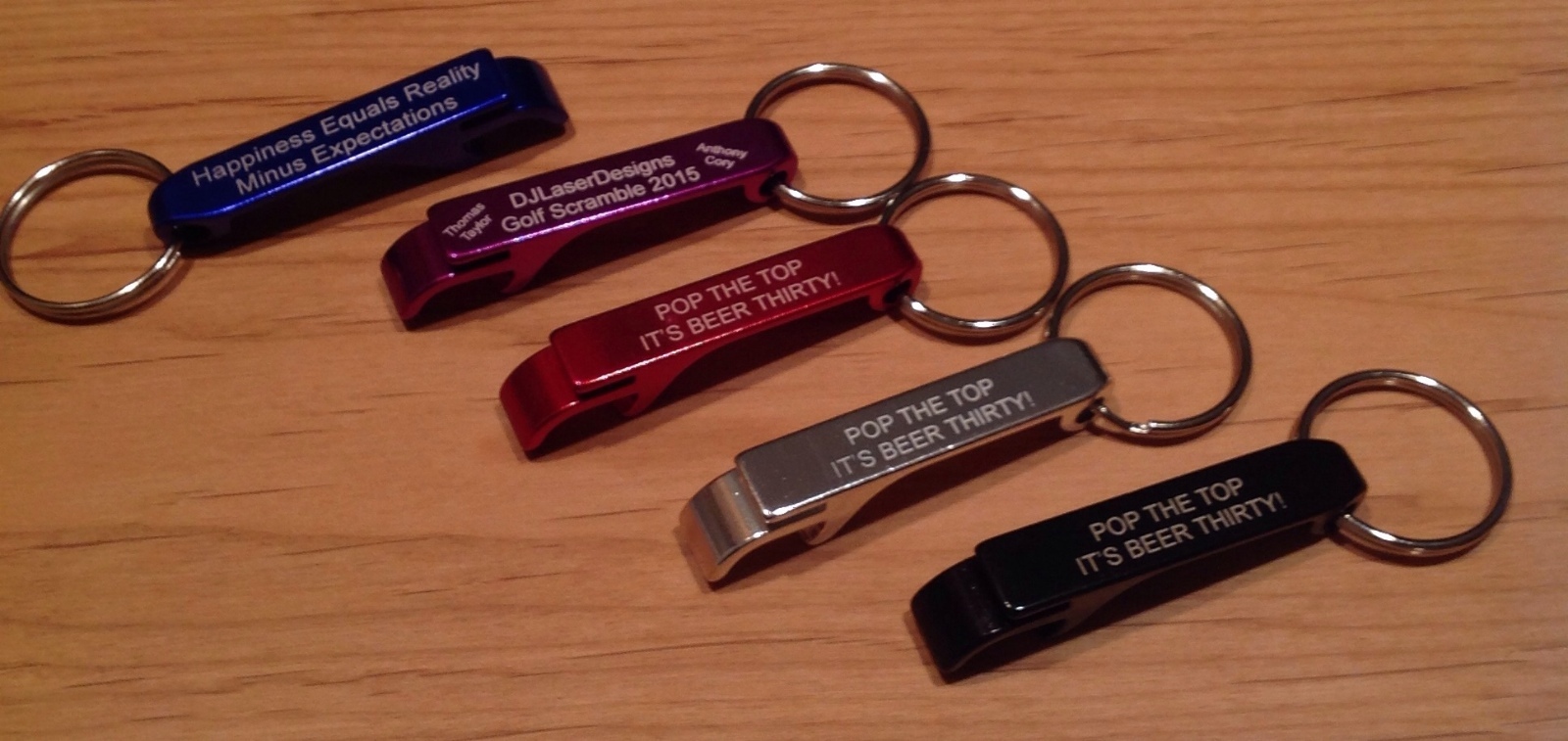 Qty 10 - Personalized Key Chain Bottle and Can Opener - Laser Engraved