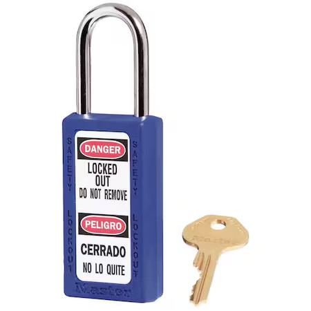 Master Lock 411Kas3blu Lockout Padlock, Keyed Alike, Thermoplastic, Blue, 1 1/2