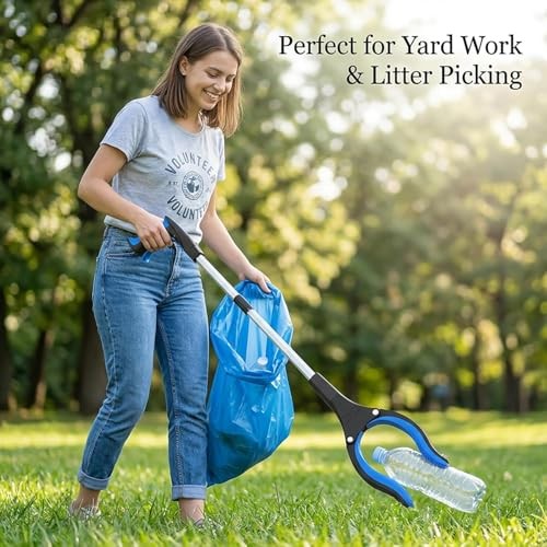 32" Grabber Reacher Tool (2-Pack), Foldable Trash Picker Upper with Blue-2pcs