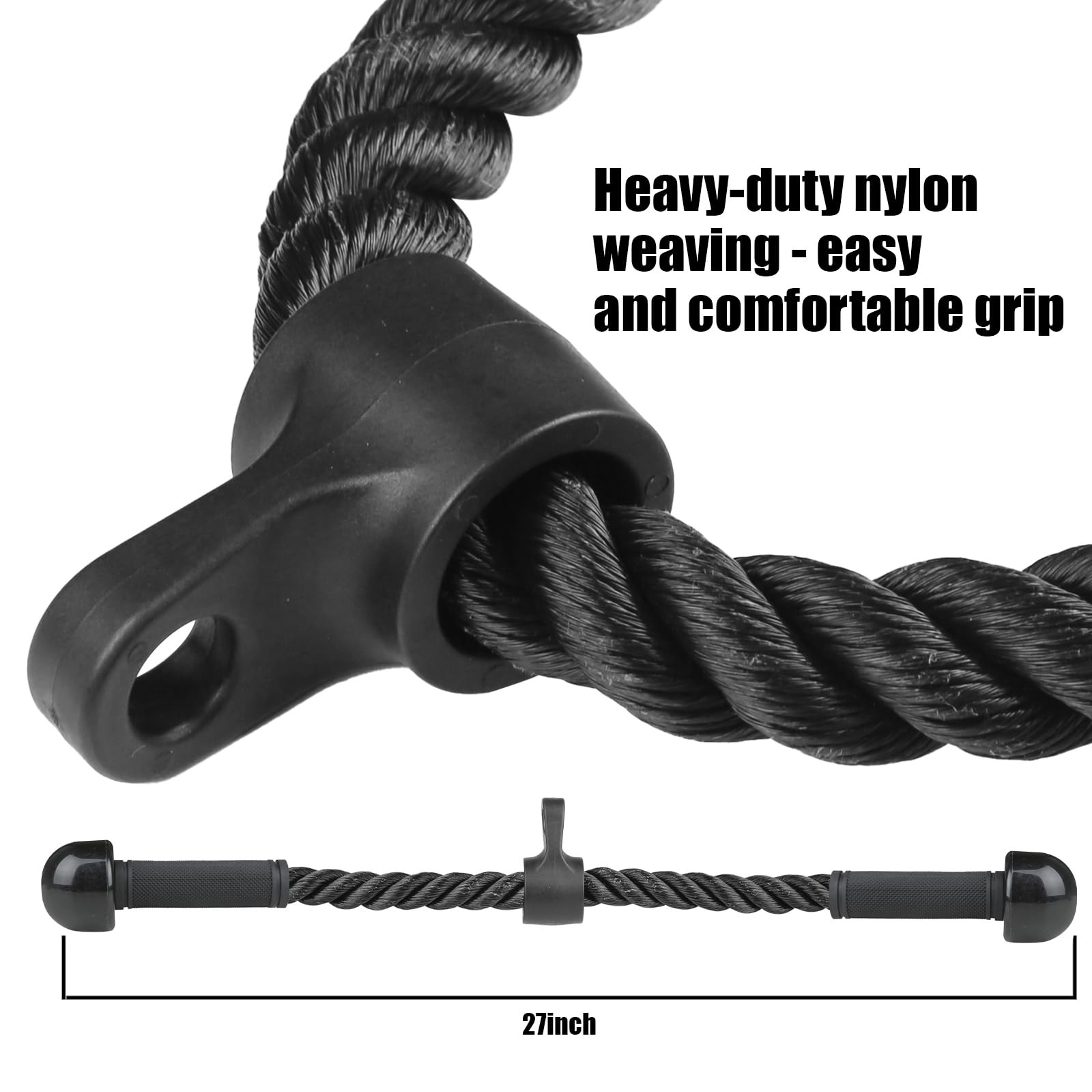 Tricep Rope Cable Attachment for Gym Rope Pull-Down Attachment with Rubber