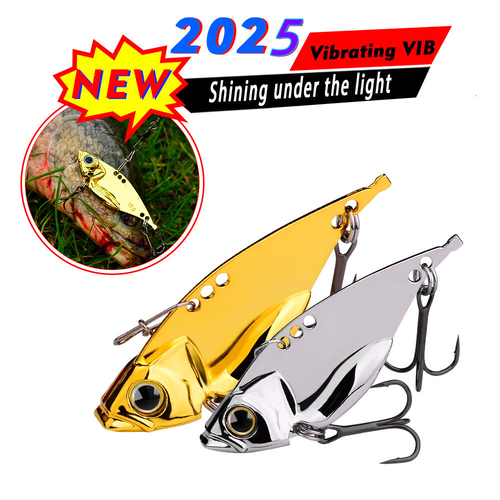 5PCS Lot 3D Eyes Fishing Metal Bait Crankbait Lures VIB Blade Tackle Saltwater