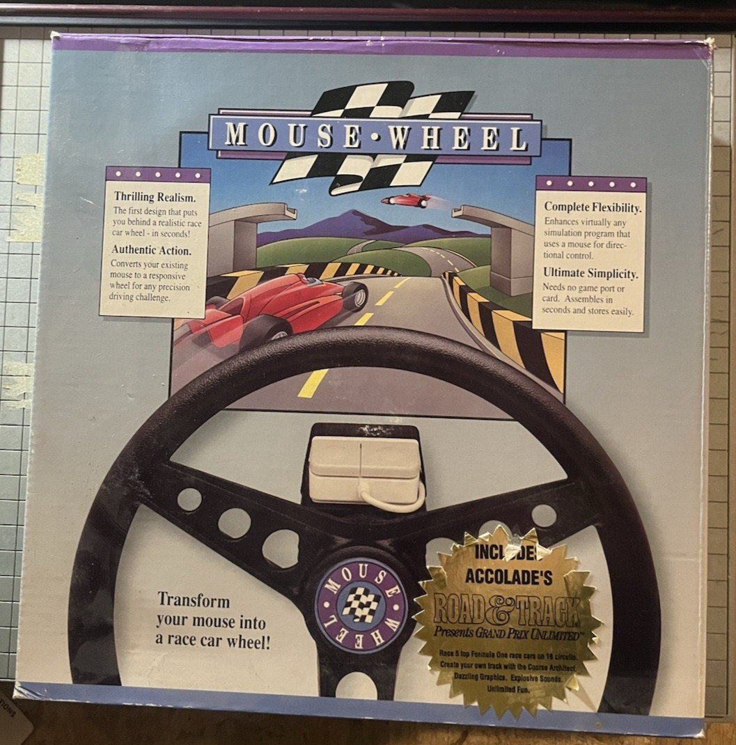 PC Mouse Steering Wheel Clip‑On Racing Accessory with original Box