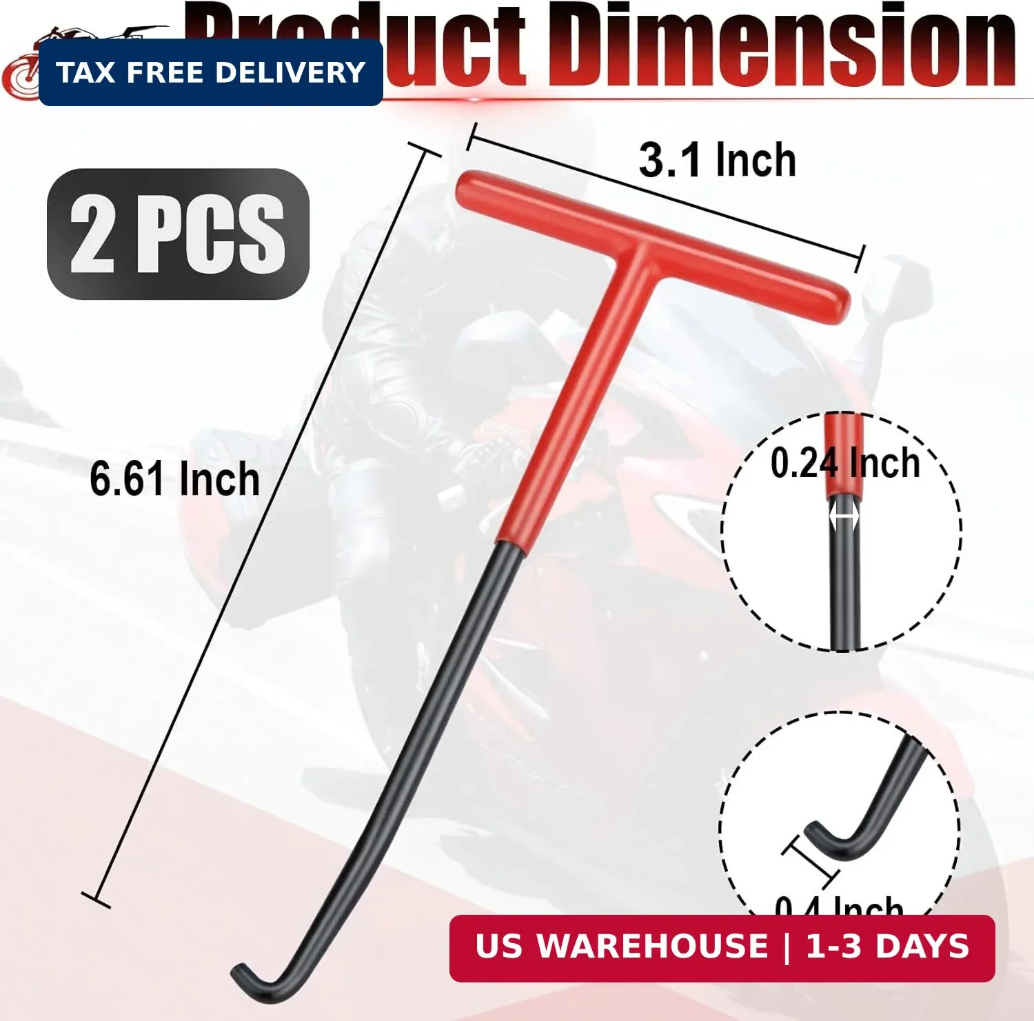 2PCS Exhaust Spring Puller Tool, Spring Hook, T Shaped Handle Exhaust Pipe