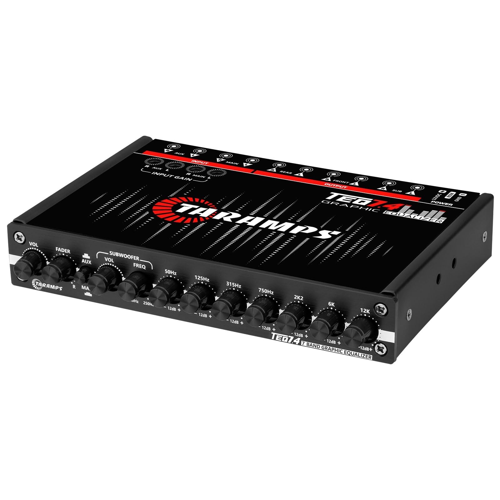 7-Band Graphic Equalizer for Car Audio, RCA Input/Output, Auxiliary Gain, Fader