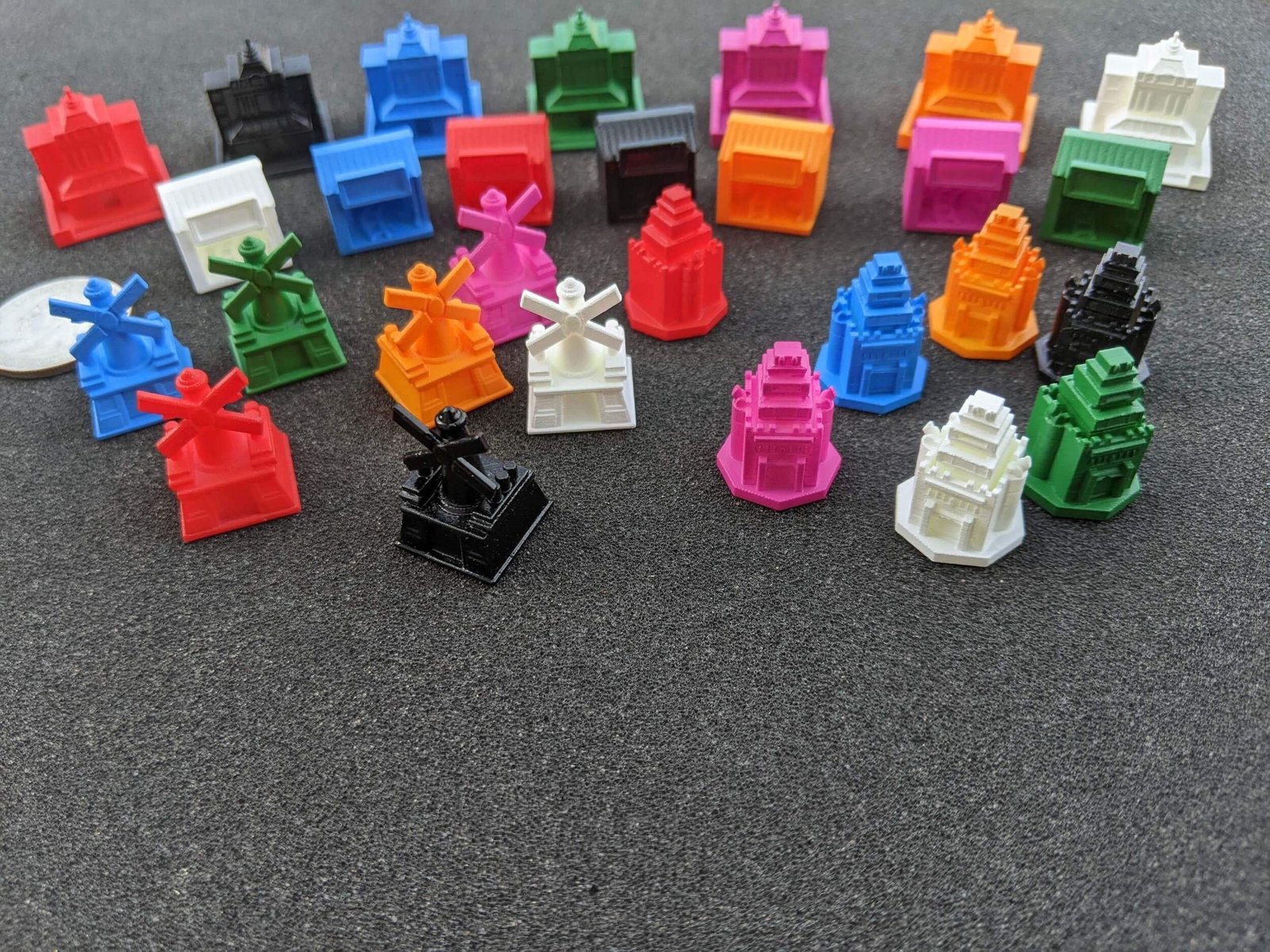 Detailed Plastic Board Game Buildings