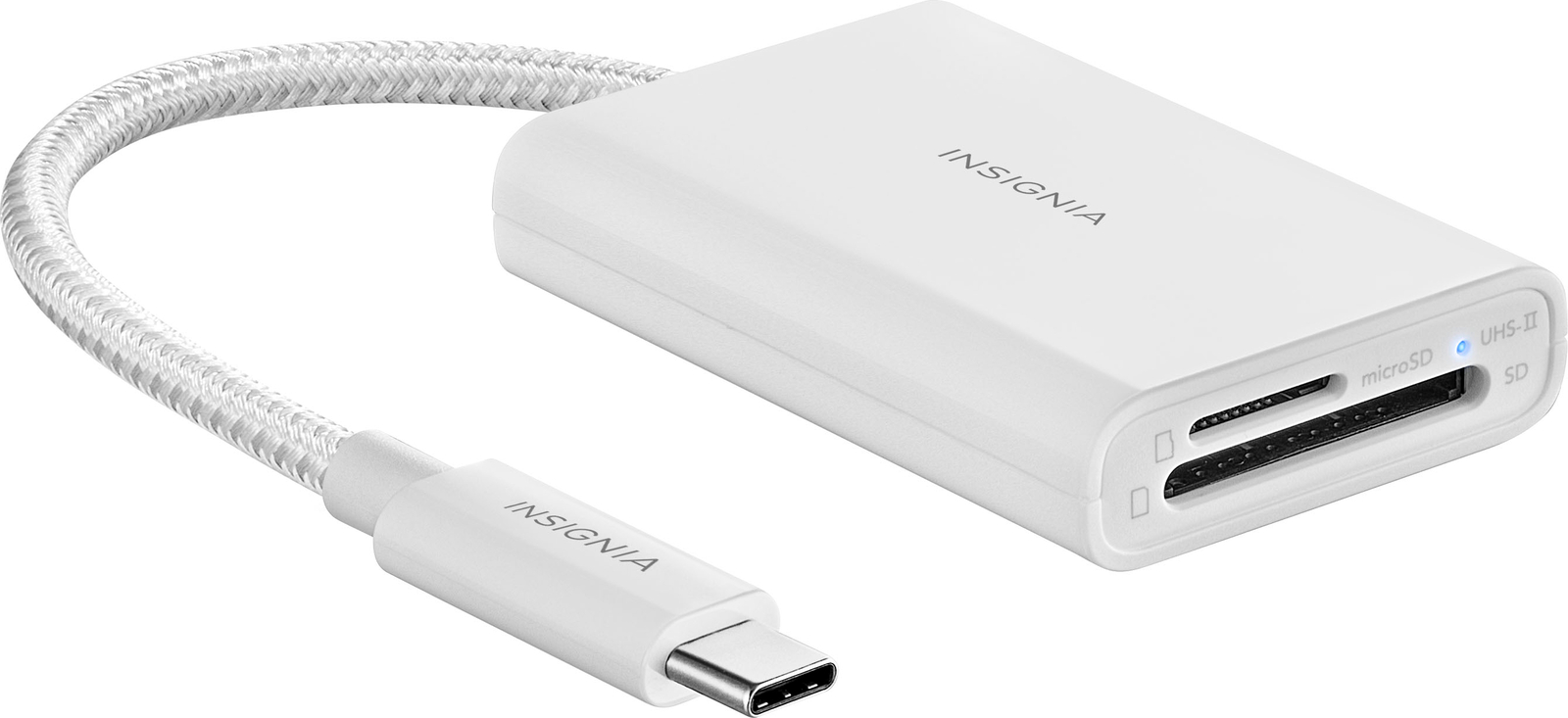 Insignia- USB-C-to-SD/microSD Dual-Slot Card Reader - White