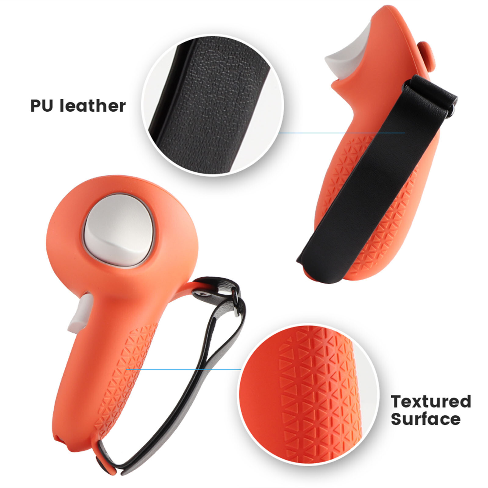 For Quest 3 VR Silicone Handle Grip Cover Controller Case Sleeve Hand Strap Set