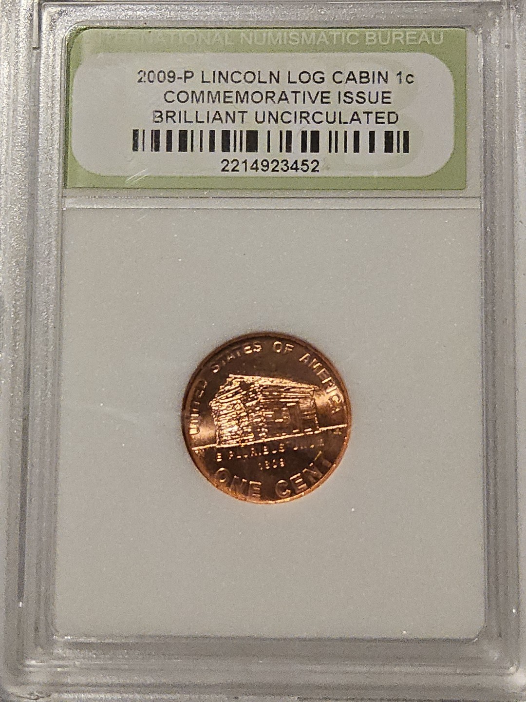 *Brilliant* 2009-p Lincoln Log Cabin Commorative Issue Penny