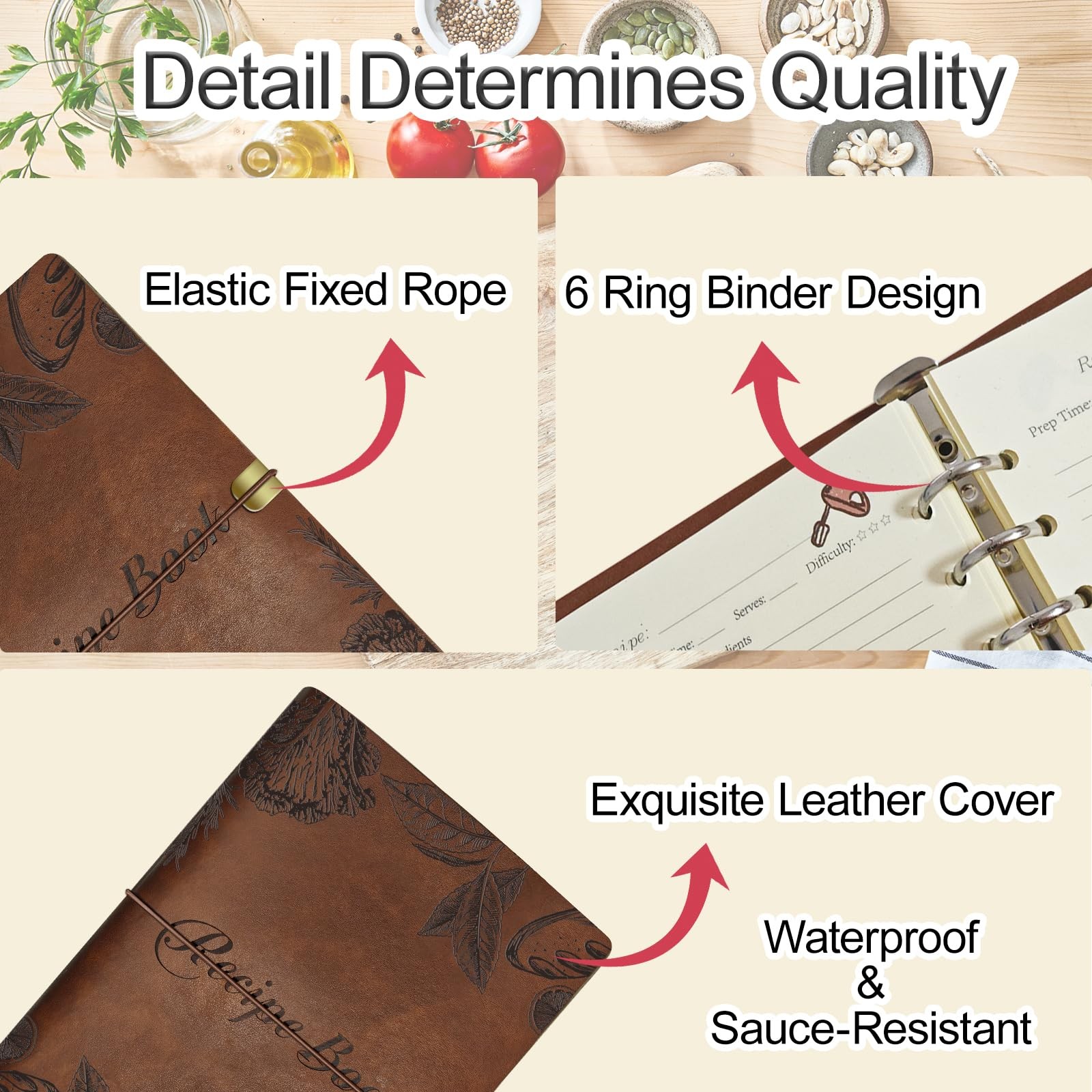 GoShambar Blank Recipe Book To Write In Your Own Recipes, Leather A5, Brown