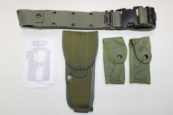 US Military Issue M12 M9 Beretta Pistol Holster 9mm or 1911 45acp Belt Pouches