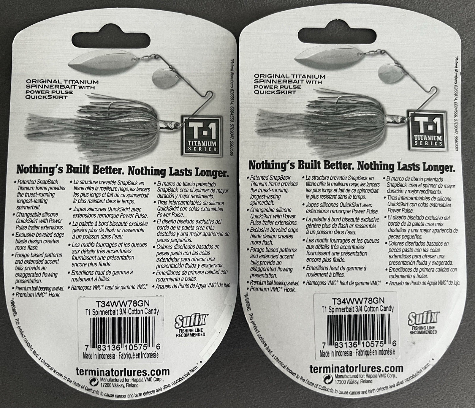 *Lot of 2* DISCONTINUED TERMINATOR T-1 TITANIUM 3/4 OZ SPINNERBAIT