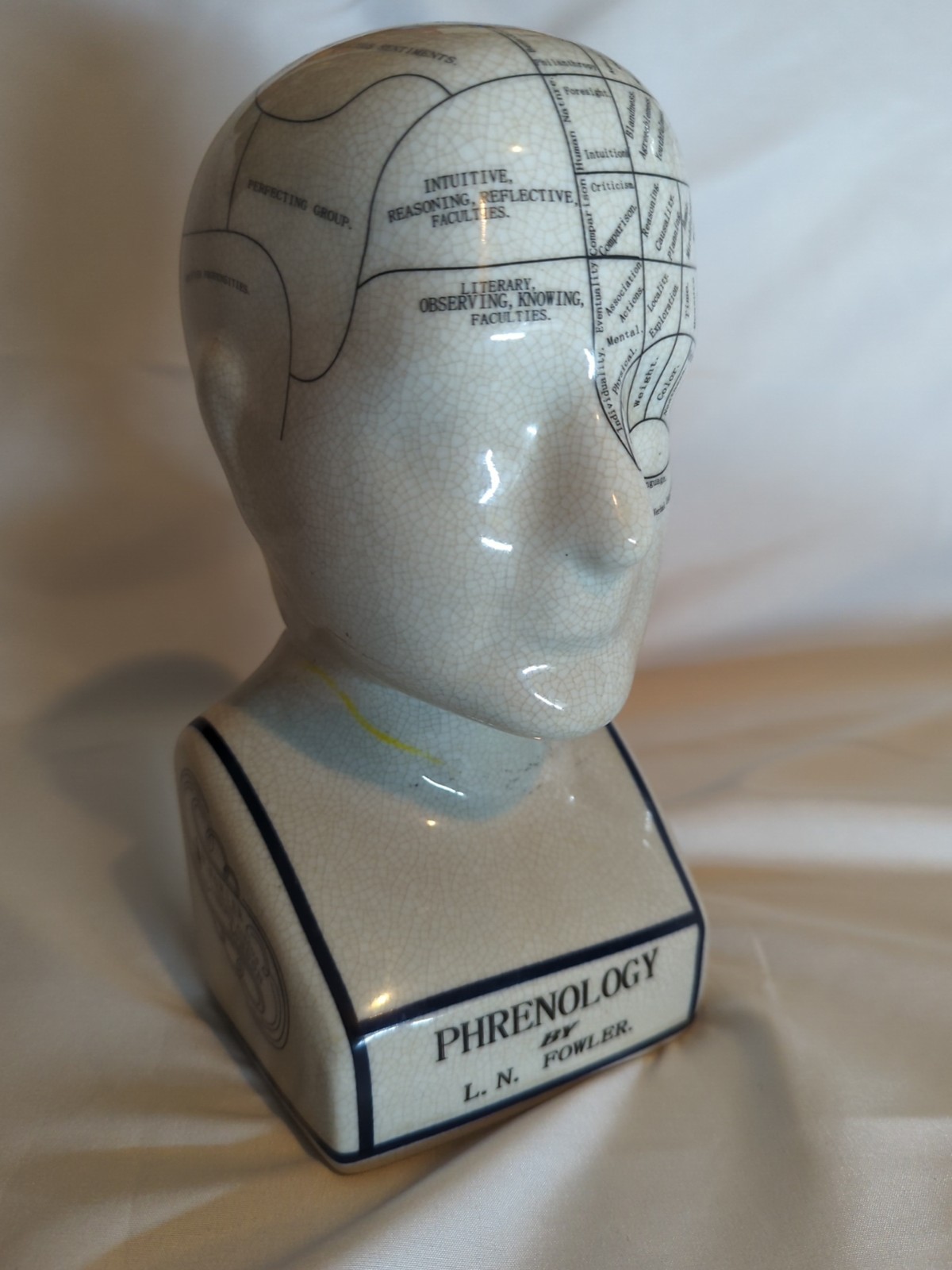 PHRENOLOGY HEAD by L.N. FOWLER Porcelain Ceramic Bust Science of Psychology