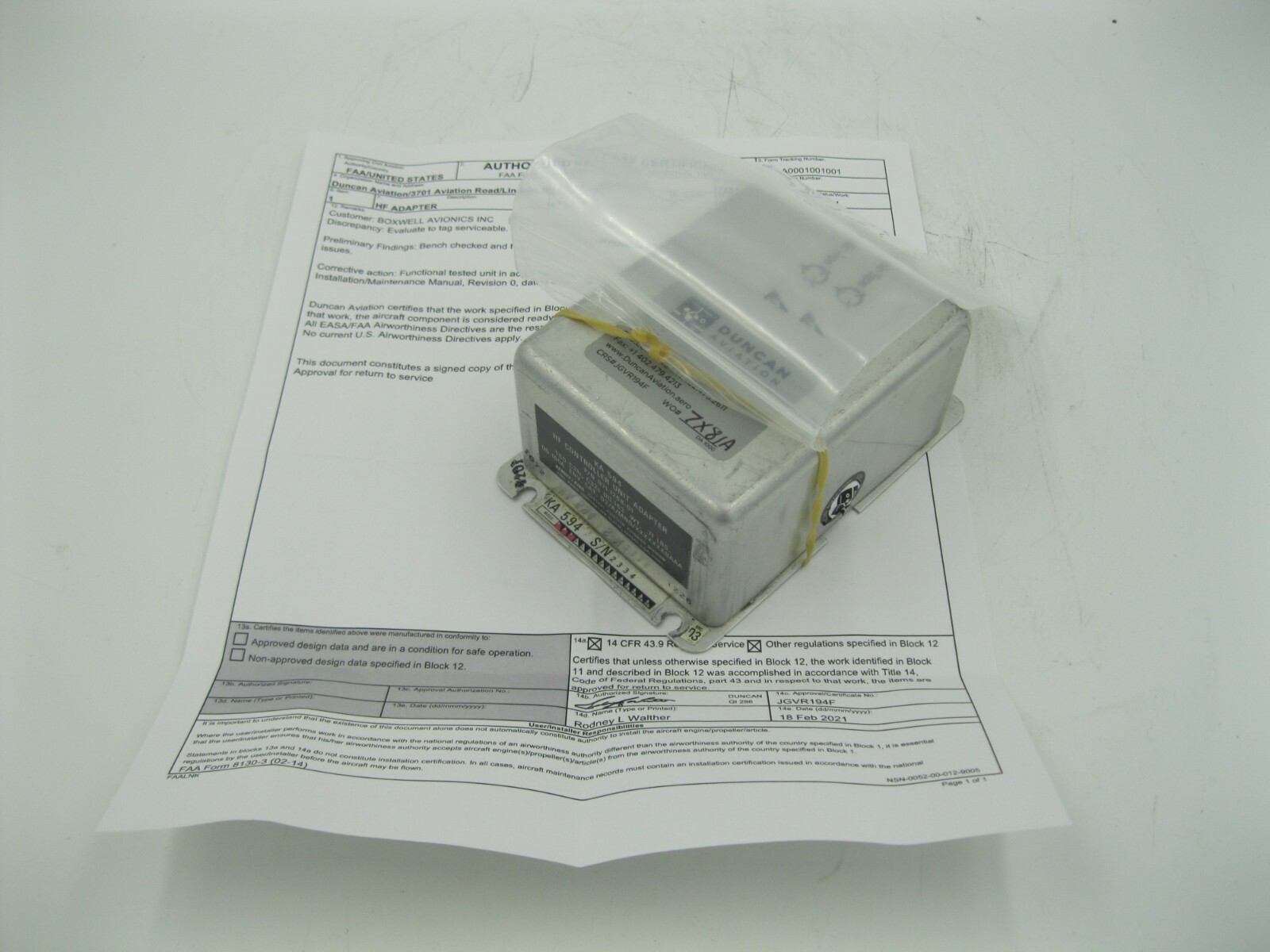 Bendix King KA-594 HF Control Adapter 071-1268-01 Tested with DUAL 8130