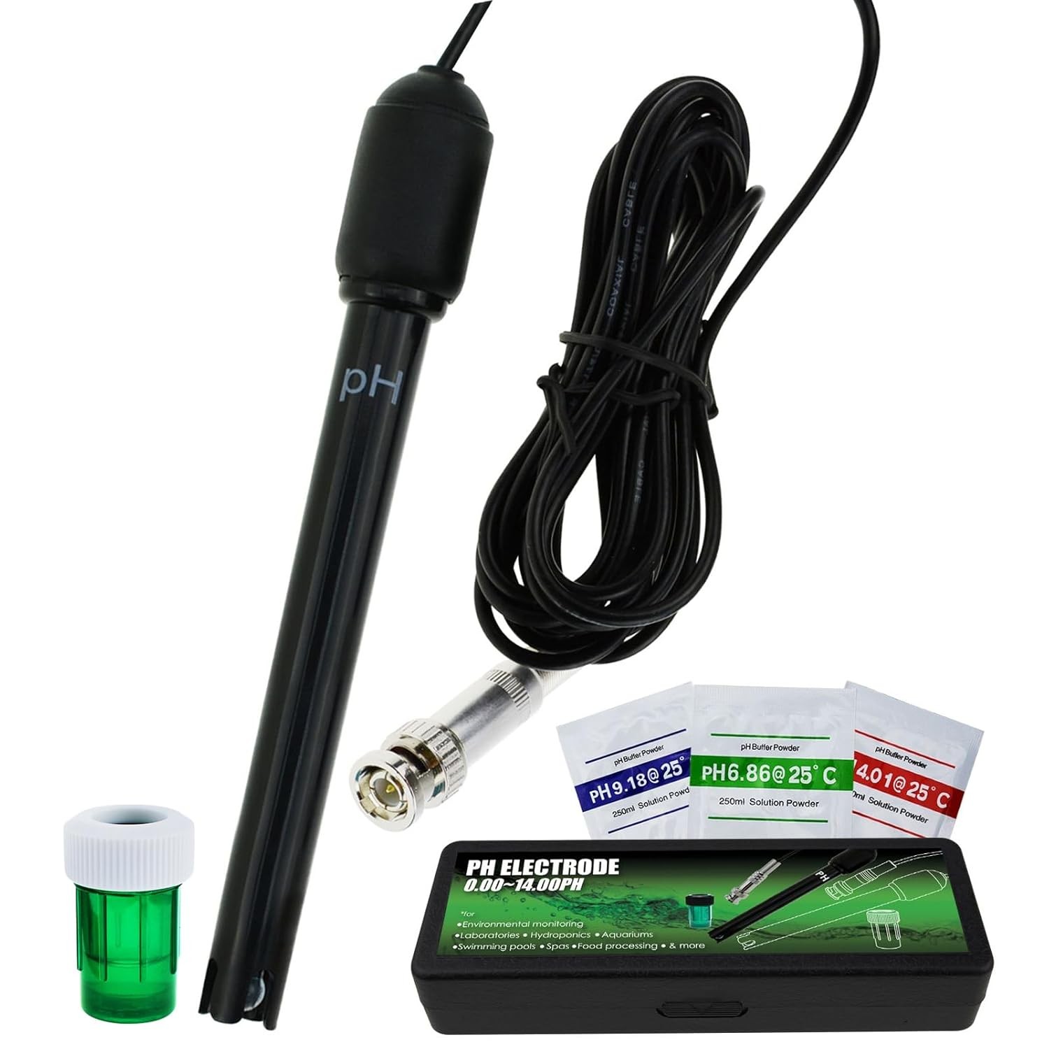 Long Body pH Electrode with BNC Socket Probe 300cm Cable 0-14pH