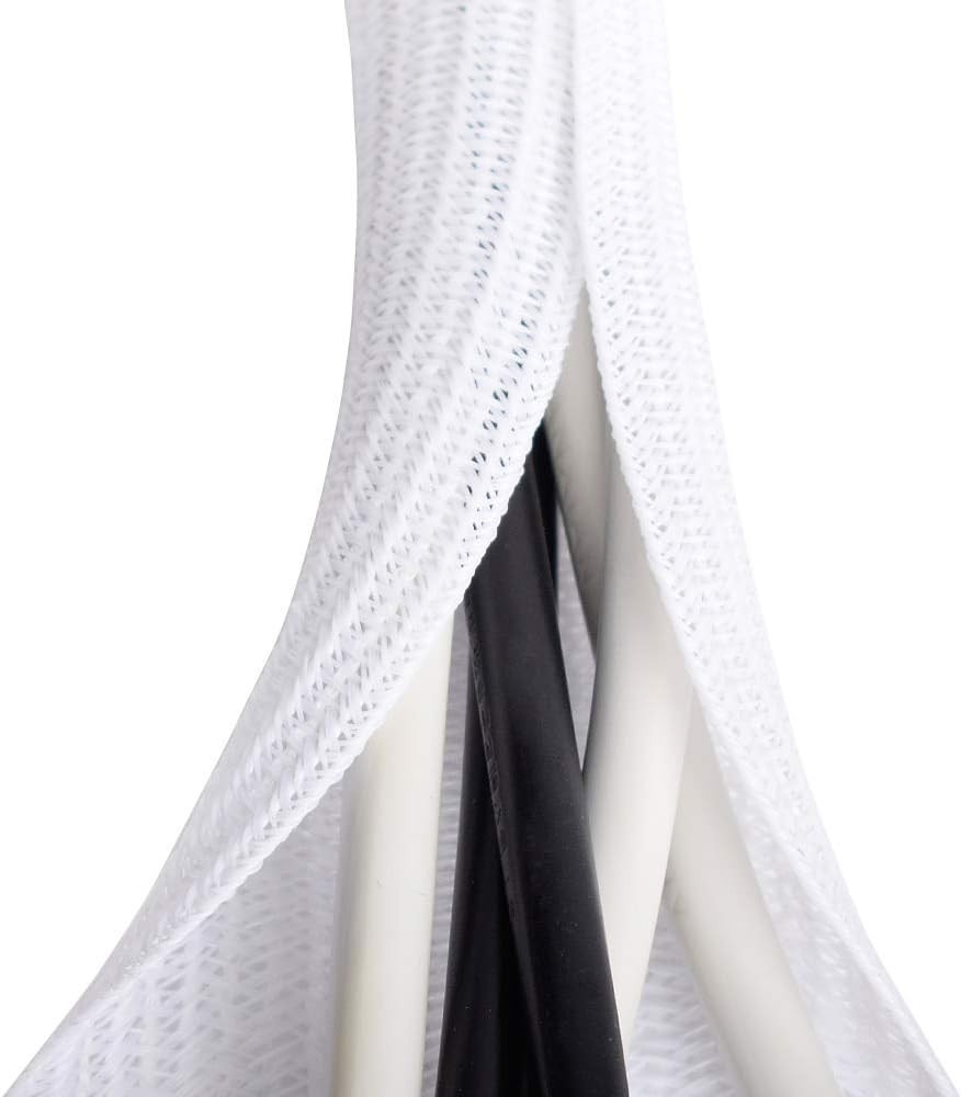 6.6ft Self-Wrap White Cable Sleeve - Stylish Wire Protector for Home & Office