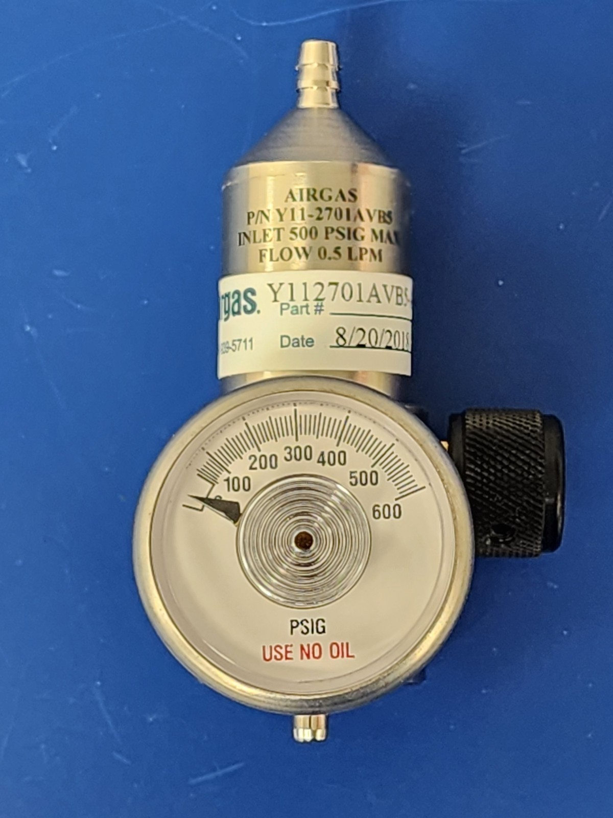 AIRGAS Y112701AVB5-AG Single Stage Stainless Cylinder Regulator 600psi