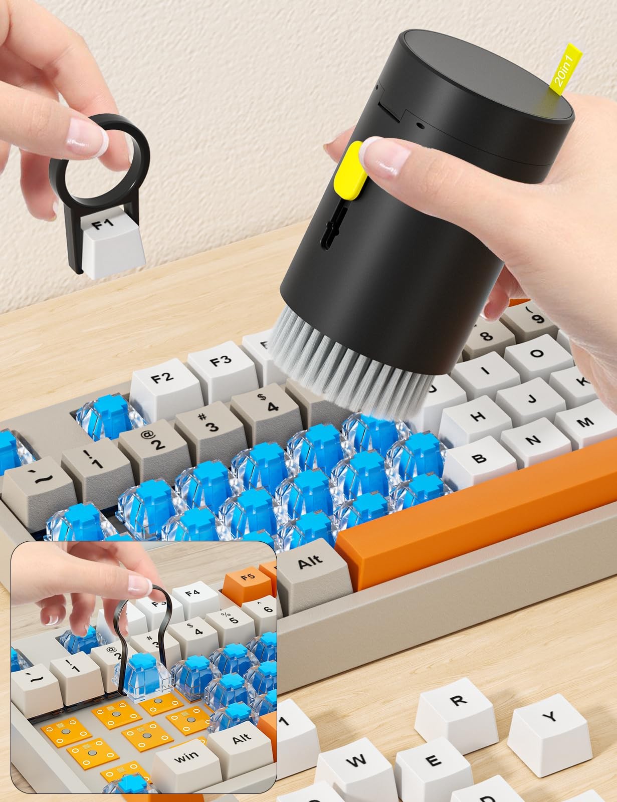 Tounee Keyboard Cleaner Kit, Electronics Cleaning Kit with Retractable Black
